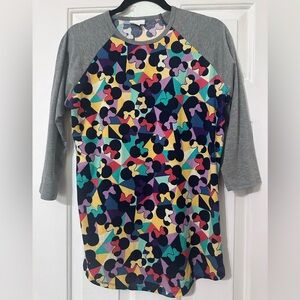 LulaRoe Disney Colorful Minnie Mouse‎ Head Baseball Style Shirt Size Small